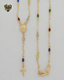 (1-3308) Gold Laminate - 3mm Multicolor Rosary Necklace - 18'' - BGF. - Fantasy World Jewelry