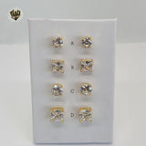 (1-1083) Gold Laminate - Zircon Stud Earrings - BGO - Fantasy World Jewelry