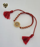 (1-60099) - Gold Plated Red String Bracelet (CZ Stone) - Fantasy World Jewelry