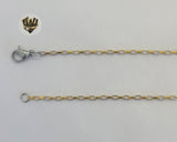 (4-3201) Stainless Steel - 1.5mm Two Tones Box Link Chain - 16" - Fantasy World Jewelry