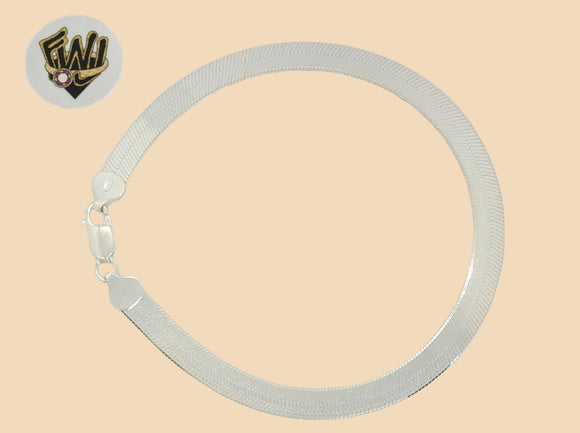 (2-0160) 925 Sterling Silver - 7mm Herringbone Anklet - 10