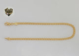 (1-0045) Gold Laminate - 3.6mm Bismark Link Anklet - 10" - BGF