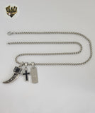 (4-7169) Stainless Steel - 3.5mm Popcorn Link Religious Charms Necklace - 24".