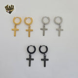 (4-2230) Stainless Steel - Huggies with Cross.