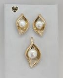 (1-6173) Gold Laminate- Pearl Set - BGO - Fantasy World Jewelry