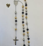 (4-6006) Stainless Steel - 8mm Rosary Necklace - 30". - Fantasy World Jewelry