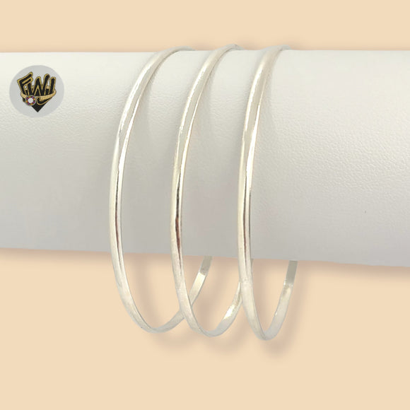 (2-0612) 925 Sterling Silver - 3mm Classic Plain Bangle - 2.1/4