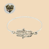 (2-0673) 925 Sterling Silver - 2mm Hamsa Hand Bangle - 2.1/2" - Fantasy World Jewelry