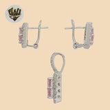 (2-6450) 925 Sterling Silver - Zircon Square Set. - Fantasy World Jewelry