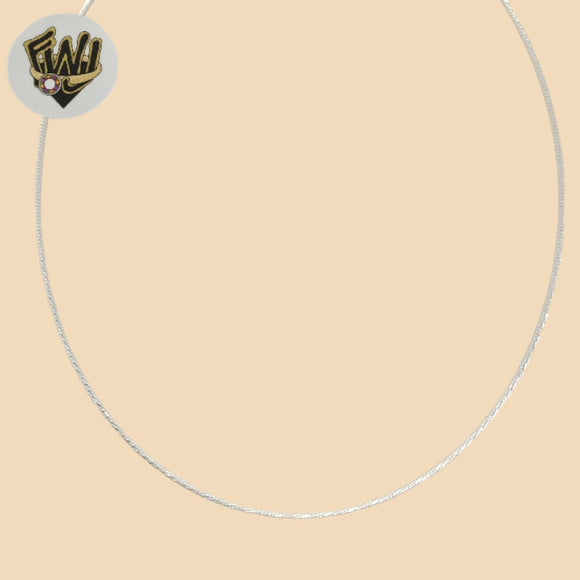 (2-66042) 925 Sterling Silver - 1.3mm Faceted Omega Necklace. - Fantasy World Jewelry