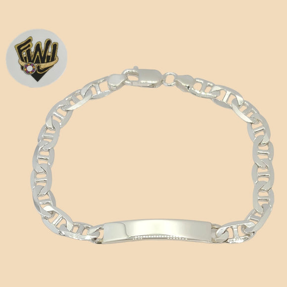 (2-0484) 925 Sterling Silver - 7mm Marine Link Plate Bracelet - 9