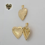 (1-2368) Laminado de oro - Colgante de corazón con medallón abierto - BGF