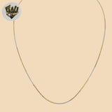 (2-66111) 925 Sterling Silver - 1mm Three Tones Round Box Necklace. - Fantasy World Jewelry