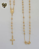 (1-3307) Gold Laminate - 3mm Miraculous Virgin Rosary Necklace - 18" - BGF.
