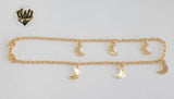 (1-0198) Gold Laminate - 2.5mm Rolo Anklet w/Charms - 10" - BGO - Fantasy World Jewelry