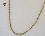 (4-3153) Stainless Steel - 4mm Two Tones Rope Link Chain. - Fantasy World Jewelry