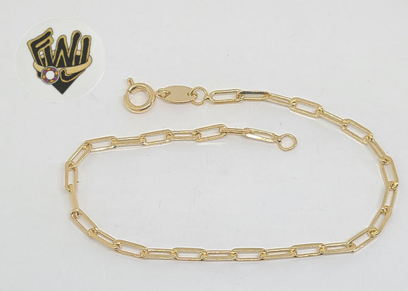 (1-0411) Gold Laminate - 2mm Paper Clip Bracelet - 7' , 7.5''' - BGF - Fantasy World Jewelry