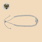 (2-0435) 925 Sterling Silver - 3mm Zircon Cross Adjustable Bracelet.