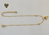 (4-3310) Stainless Steel - 1mm Curb Link Heart Anklet - 8.5" - Fantasy World Jewelry