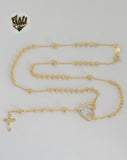 (1-3355-1) Gold Laminate - 3mm Sacred Heart of Jesus Rosary Necklace - 18" - BGF.