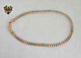 (1-0042) Gold Laminate - 5mm Two Tones Curb Link Anklet - 9.75" - BGO