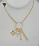 (1-6148) Gold Laminate - Marine Link Charms Necklace - BGF - Fantasy World Jewelry