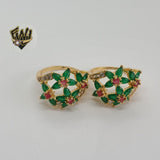 (1-3130-2) Gold Laminate -Green Flowers Ring - BGO - Fantasy World Jewelry