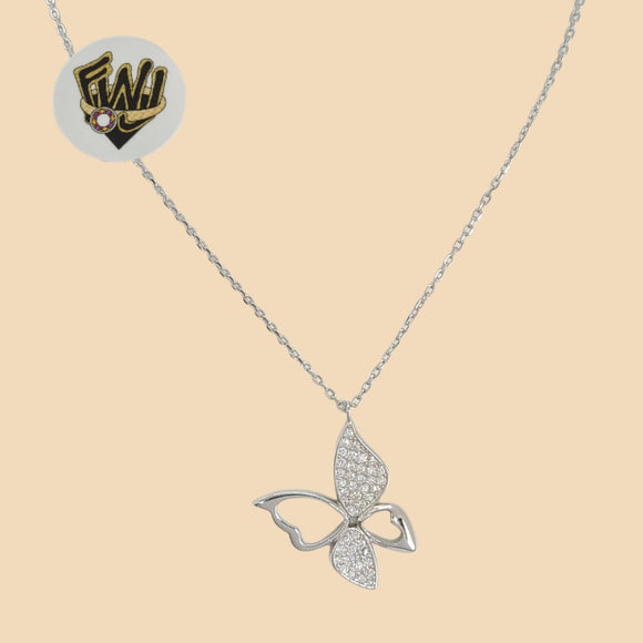 (2-66041) 925 Sterling Silver - 1mm Rolo Link Butterfly Necklace. - Fantasy World Jewelry