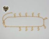 (1-0245) Gold Laminate - 2mm Paper Clip Link Charms Anklet - 10" - BGF - Fantasy World Jewelry