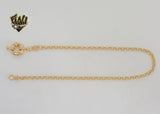 (1-0055) Gold Laminate - 3mm Rolo Link Anklet - 10"- BGF