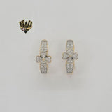 (1-2969) Gold Laminate - Zircon Flower Hoops - BGO - Fantasy World Jewelry