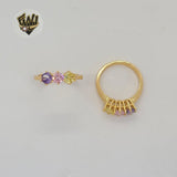 (1-3067) Laminado de Oro - Anillo Circonitas Multicolor - BGO