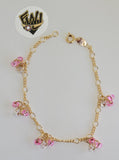 (1-60003) Gold Laminate-4mm Link Bracelet w/ Beads- 7.5" - BGF - Fantasy World Jewelry