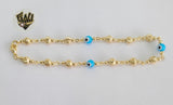 (1-0139) Gold Laminate - 5.5mm Balls and Eyes Anklets - 10" - BGO - Fantasy World Jewelry