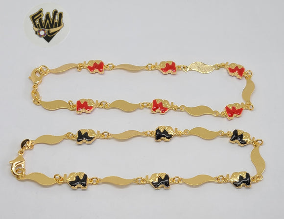 (1-0090) Gold Laminate - 6.5mm Alternative Link Anklet - 10