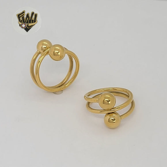 (4-0042) Stainless Steel - Double Band Balls Ring.