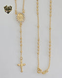 (1-3318-1) Gold Laminate - 2.5mm Guadalupe Virgin Rosary Necklace - 18" - BGF