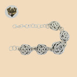 (2-0338) 925 Sterling Silver - 20mm Flower Link Bracelet.