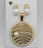 (4-9105) Stainless Steel - CZ Pearls Set. - Fantasy World Jewelry