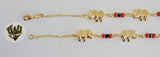 (1-0987-1) Gold Laminate-2mm Figaro Link Bracelet w/ Elephant- 7" - BGF - Fantasy World Jewelry