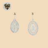 (2-1112) 925 Sterling Silver - Miraculous Virgin Pendants.