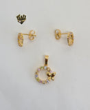 (1-6425) Gold Laminate- CZ Butterfly Set - BGO - Fantasy World Jewelry