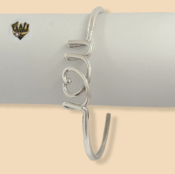 (2-0680) 925 Sterling Silver - 3mm Love You Bangle - 2.1/2