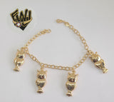 (1-0606-1) Gold Laminate Bracelet-4mm Rolo Bracelet w/Charms -7.5''-BGO - Fantasy World Jewelry
