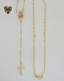 (1-3309) Gold Laminate - 2.5mm Mary Virgin Rosary Necklace - 24" - BGO