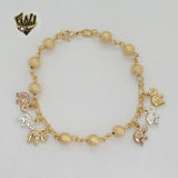 (1-0613) Laminado de oro - Pulsera de elefante de tres tonos de 3 mm - 7,5" - BGF
