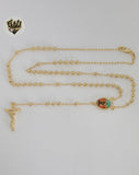 (1-3333-1) Gold Laminate - 4mm Saint Benedict Rosary Necklace - 24" - BGO.