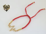 (1-60099) - Gold Plated Red String Bracelet (CZ Stone) - Fantasy World Jewelry