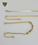 (4-7050) Stainless Steel - 3mm Multicolor Stones Herringbone Link Set - 16"