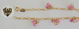 (1-60003) Gold Laminate-4mm Link Bracelet w/ Beads- 7.5" - BGF - Fantasy World Jewelry